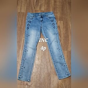 INC International Concepts Denim Ankle Jeans with Side Embroidery